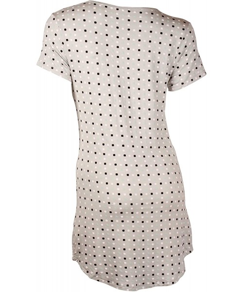 Nightgowns & Sleepshirts Women's Comfy Printed Short Sleeve Nightshirt Sleepwear - Small to 3XL - Grey With Polka Dots - CQ18...