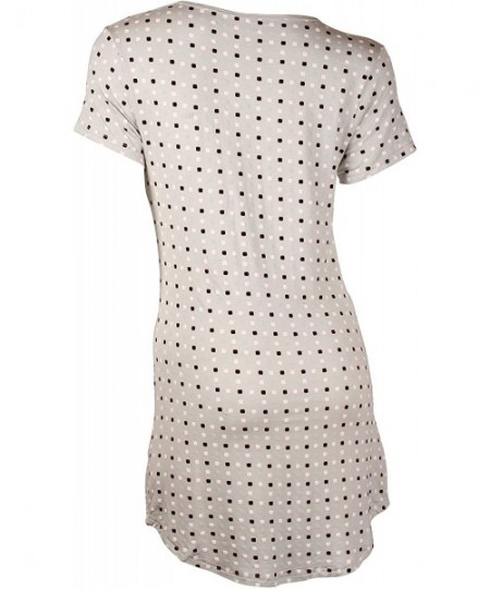 Nightgowns & Sleepshirts Women's Comfy Printed Short Sleeve Nightshirt Sleepwear - Small to 3XL - Grey With Polka Dots - CQ18...
