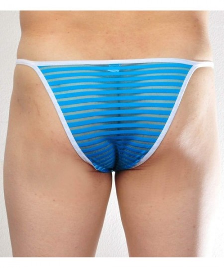 Briefs Men's See Through Cheeky Briefs Underwear Sexy Stripe Mesh String Bikini Briefs - 3-pack Mix(tmb) - CD193S8QX4W
