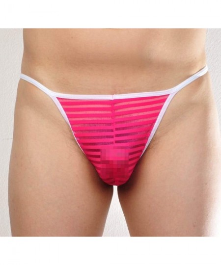 Briefs Men's See Through Cheeky Briefs Underwear Sexy Stripe Mesh String Bikini Briefs - 3-pack Mix(tmb) - CD193S8QX4W