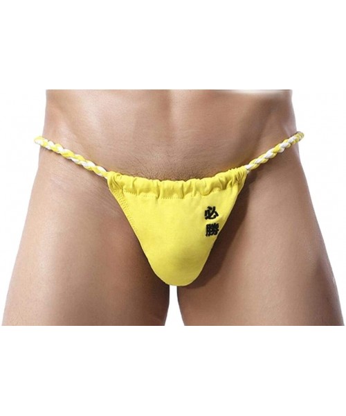 G-Strings & Thongs Men's Sexy Lingerie Underwear G-String Thongs T-Back Bulge Pouch Underpants Yellow S - CD18WDO4407