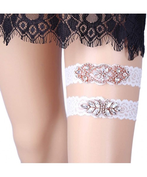 Garters & Garter Belts 2020 Luxury Throw Away and Keep One Lace Wedding Garter Set for Brides - G3 Rose Gold - C618EZ6ANR4