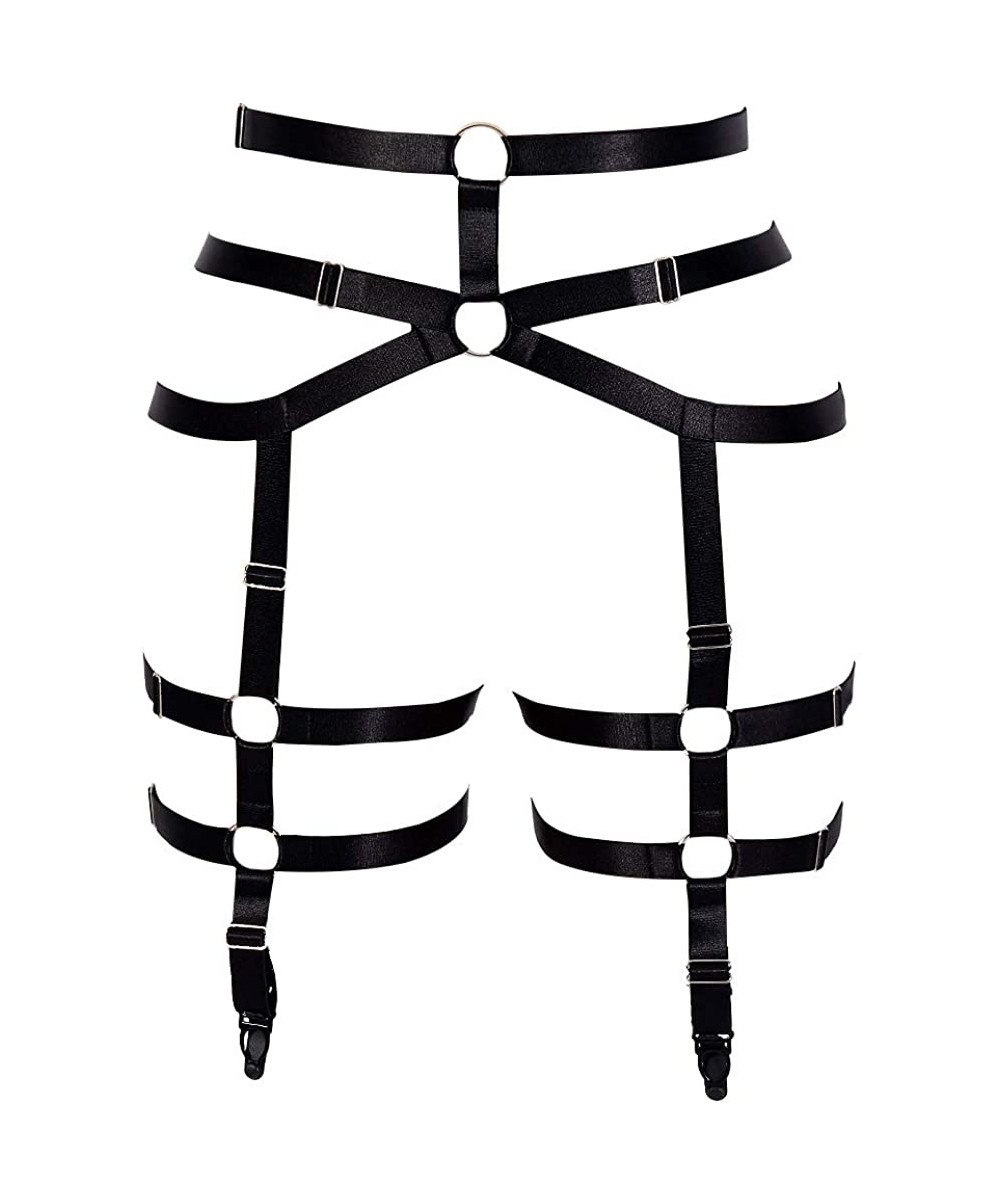 Garters & Garter Belts Women's Punk Leg Harness Garter Belt Body Elastic Strappy Thigh Waist Stockings Suspender Gothic Haraj...