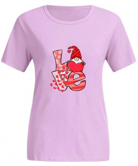 Tops Women's Valentine Shirt- Adeliberr Heart-Shaped Cute Graphic Print Shirt Shirt T-Shirt Short Sleeve - E1-pink - CZ194SWTGO5