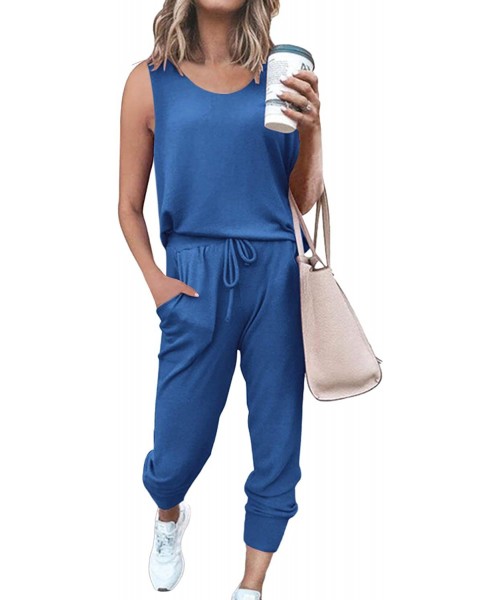 Sets Women's 2 Piece Outfits Set Casual Round Neck Tracksuits Comfy Loungewear - Blue-10 - CK1900OQLQK