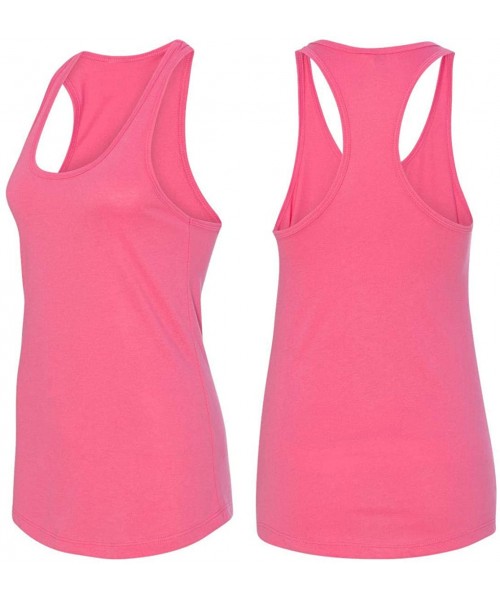 Tops Ladies Plowed by A Pro Sleep with A Farmer Racerback - Hot Pink With White Print - CJ18YG2WO8Y