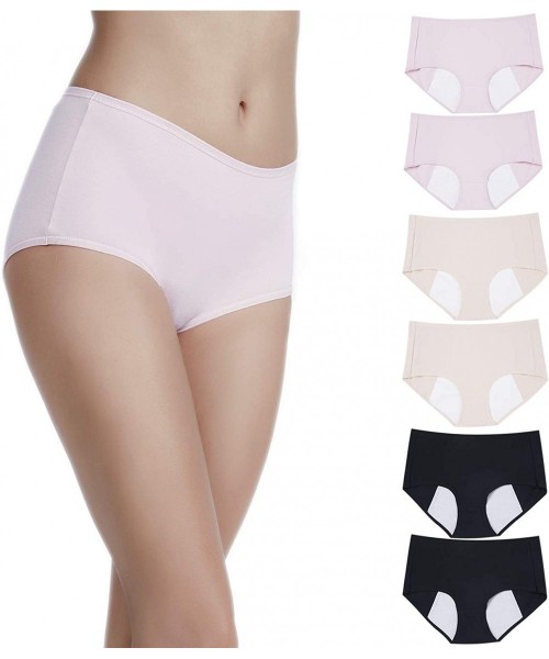 Panties Women's 6 Pack Menstrual Period Briefs Girl Ultra Soft Postpartum Cotton Panties Underwear - 2pk+2ac+2bk - CV197NG2H0H