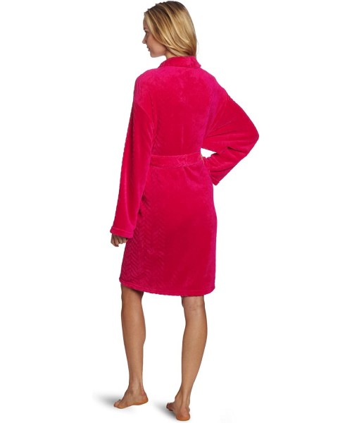 Robes Hotel Spa Collection Herringbone Textured Plush Robe- Bright Fuchsia Pink - Bright Fuchsia Pink - C8119J36K9L
