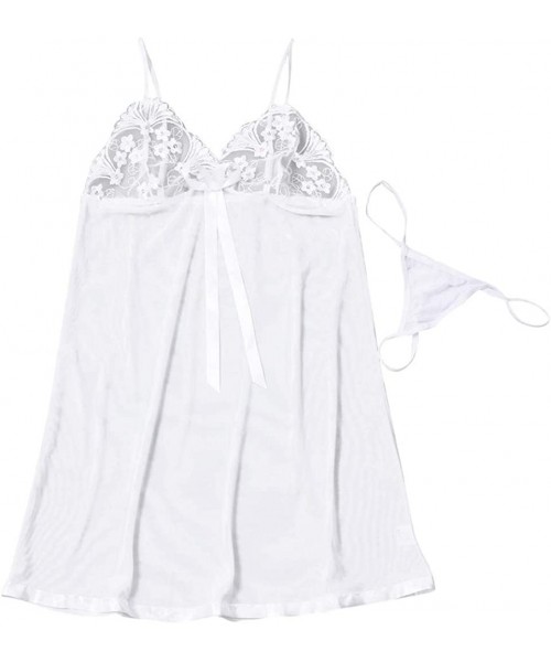Bustiers & Corsets Sexy Lingerie for Women Lace Underpants Nightdress Skirt Pajamas Underwear Set - White - CI193LN49TX