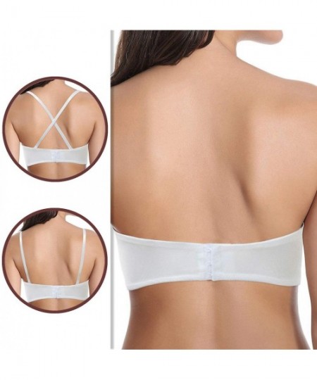 Bras Women's Push Up Strapless Bra Convertible Underwire Thick Padded T-Shirt Multiway Bras - White - CR12O566W89