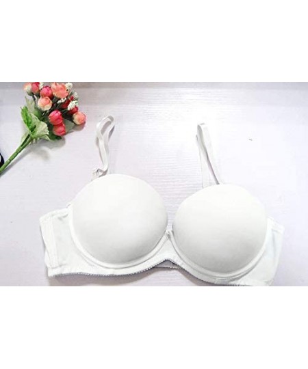 Bras Women's Push Up Strapless Bra Convertible Underwire Thick Padded T-Shirt Multiway Bras - White - CR12O566W89