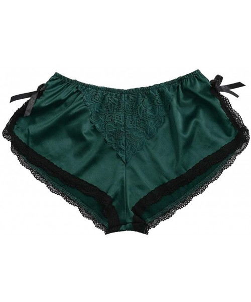 Accessories Satin Pants Sexy lace Pajama Underwear Women Shorts S-XXXL - Green C - CK198N0Y3YN