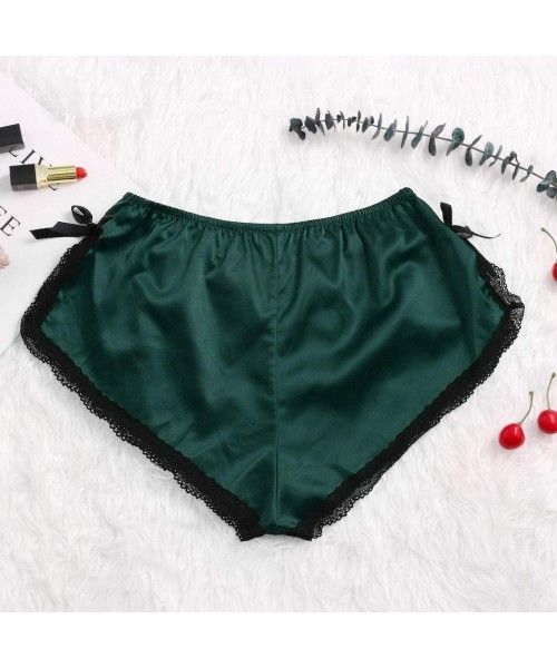 Accessories Satin Pants Sexy lace Pajama Underwear Women Shorts S-XXXL - Green C - CK198N0Y3YN