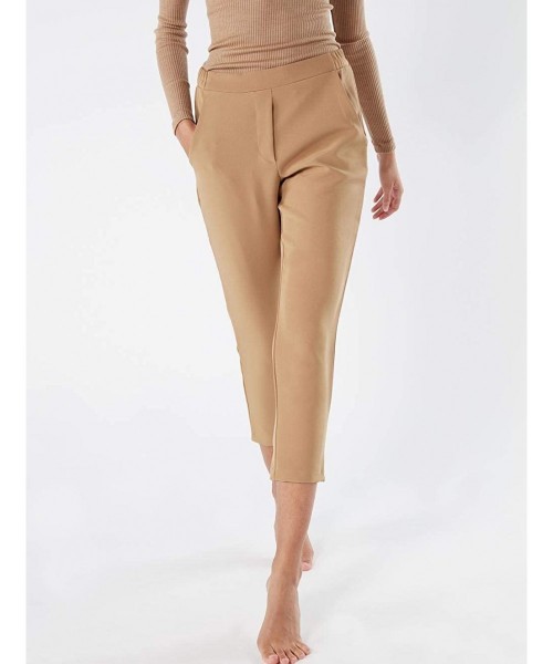 Bottoms Womens Trousers with Pockets - Brown - 2328 - Natural Camel - CY18WDNW9LE