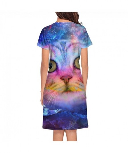 Sets Nebula Munchkin Cat Nightdress for Women Cute Sleep Shirt Cool Womens Sleepwear Night Shirt - White-92 - CV18Z2QL245