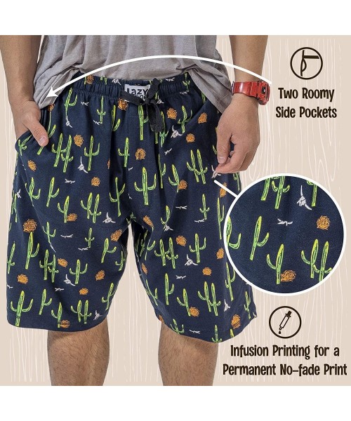 Sleep Bottoms Pajama Shorts for Men- Men's Separate Bottoms- Cotton Loungewear - Cactus - CM18UDD4GDW