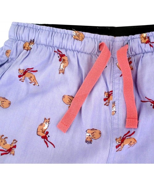 Bottoms Women's Colorful Animal Dog Fox Print Soft Flannel Sleep Bottom Pants - Light Purple Foxes - CC192O4OSO7