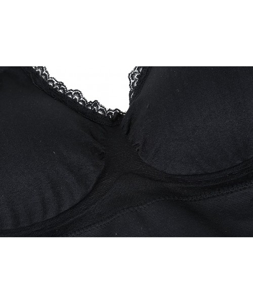 Bras Women Removeable Pads Wirefree Sleep Vest Tops Bra - Black-lace - CY17YLI5O2W