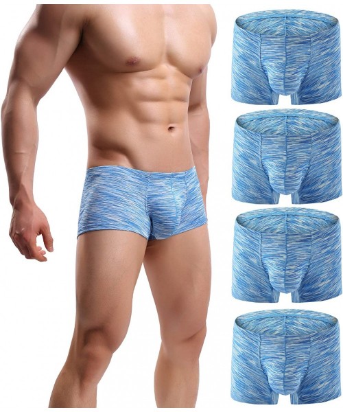 Boxers Men's Underwear Boxer Briefs Breathable Bulge Pouch Underpants Low Rise Elastic - A64light-blue - CI18RLEZNYI