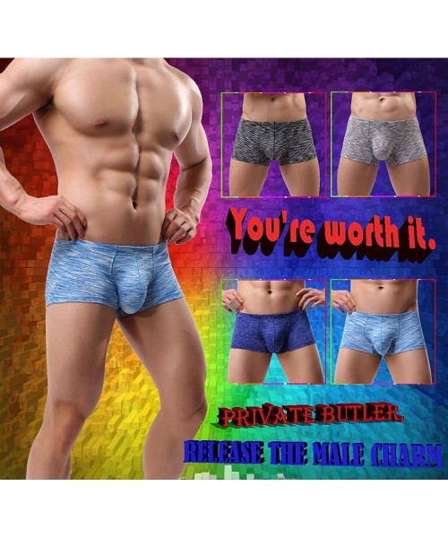 Boxers Men's Underwear Boxer Briefs Breathable Bulge Pouch Underpants Low Rise Elastic - A64light-blue - CI18RLEZNYI