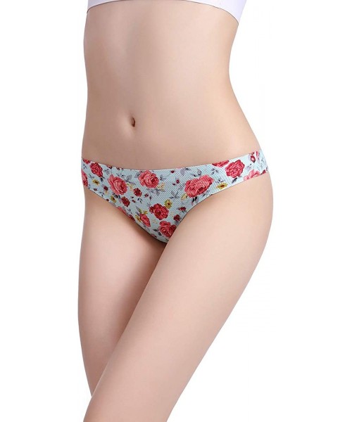 Panties 4 Pack Women Thongs and G-Strings Seamless Underwear Printed Bikini Panties - Printed 4 Pack - CZ18WYC786Y