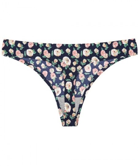 Panties 4 Pack Women Thongs and G-Strings Seamless Underwear Printed Bikini Panties - Printed 4 Pack - CZ18WYC786Y