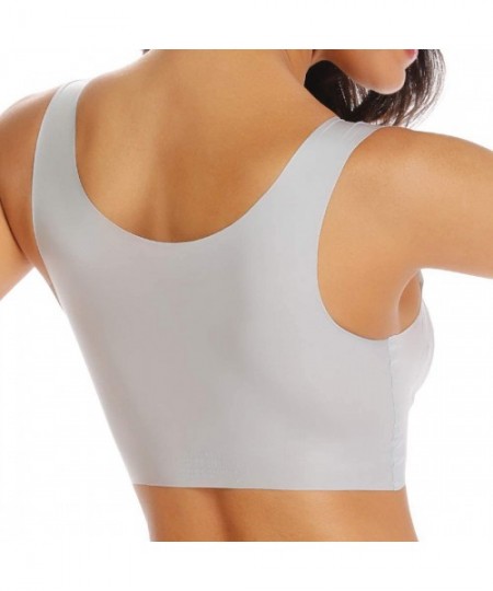 Bras Seamless Bras for Women Sleep Leisure Yoga Bra Padded Wireless Thin Soft Comfy Pullover Tops Plus Size - Grey - C118TZOUGGC