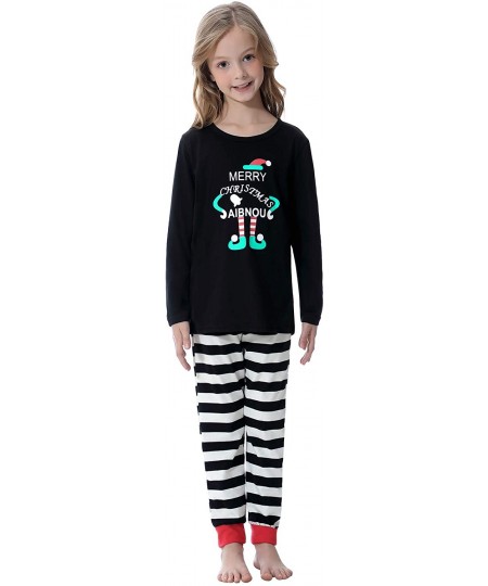 Sets Family Matching Christmas Pajamas Set 100% Cotton Striped Sleepwear for Women/Men/Boys/Girls - Pattern-black_kid - C918A...