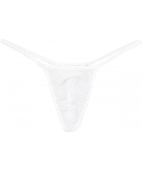 G-Strings & Thongs Men's Mesh See Through Thongs G-String T-Back Bikini Underwear with Pearl - White - CZ18XWW4KUR
