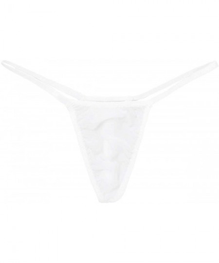 G-Strings & Thongs Men's Mesh See Through Thongs G-String T-Back Bikini Underwear with Pearl - White - CZ18XWW4KUR