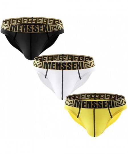Briefs Men's New Sexy Panties Super Soft Ice Silk Triangle Panties - Black+white+yellow - CH1933NMO62