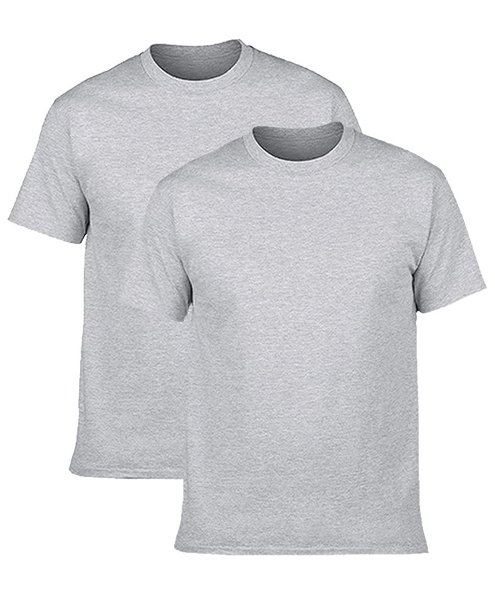 Undershirts Men's Classic Basic Solid Ultra Soft Cotton T-Shirt | 1-2-4 Pack - Grey-2 Pack - CP18ZGRAYL5
