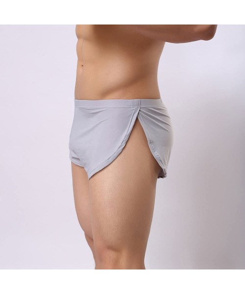 Boxer Briefs Under Wear Men Sexy Underwear Letter Pure Color Boxer Briefs Shorts Bulge - Gray - CG196EAT4O4