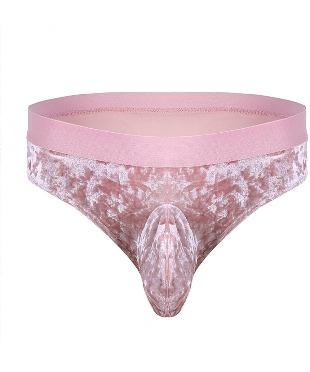 Men's Velvet Underwear Sexy Mesh Low Rise Bikini Briefs Sissy Pouch ...