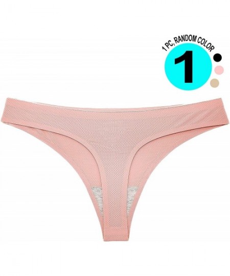 Panties Thongs Underwear for Women Small to Plus Size- 6Pack Seamless Sexy Thong Panties - 1 Pack (Random Color) - C312M1RAR6H