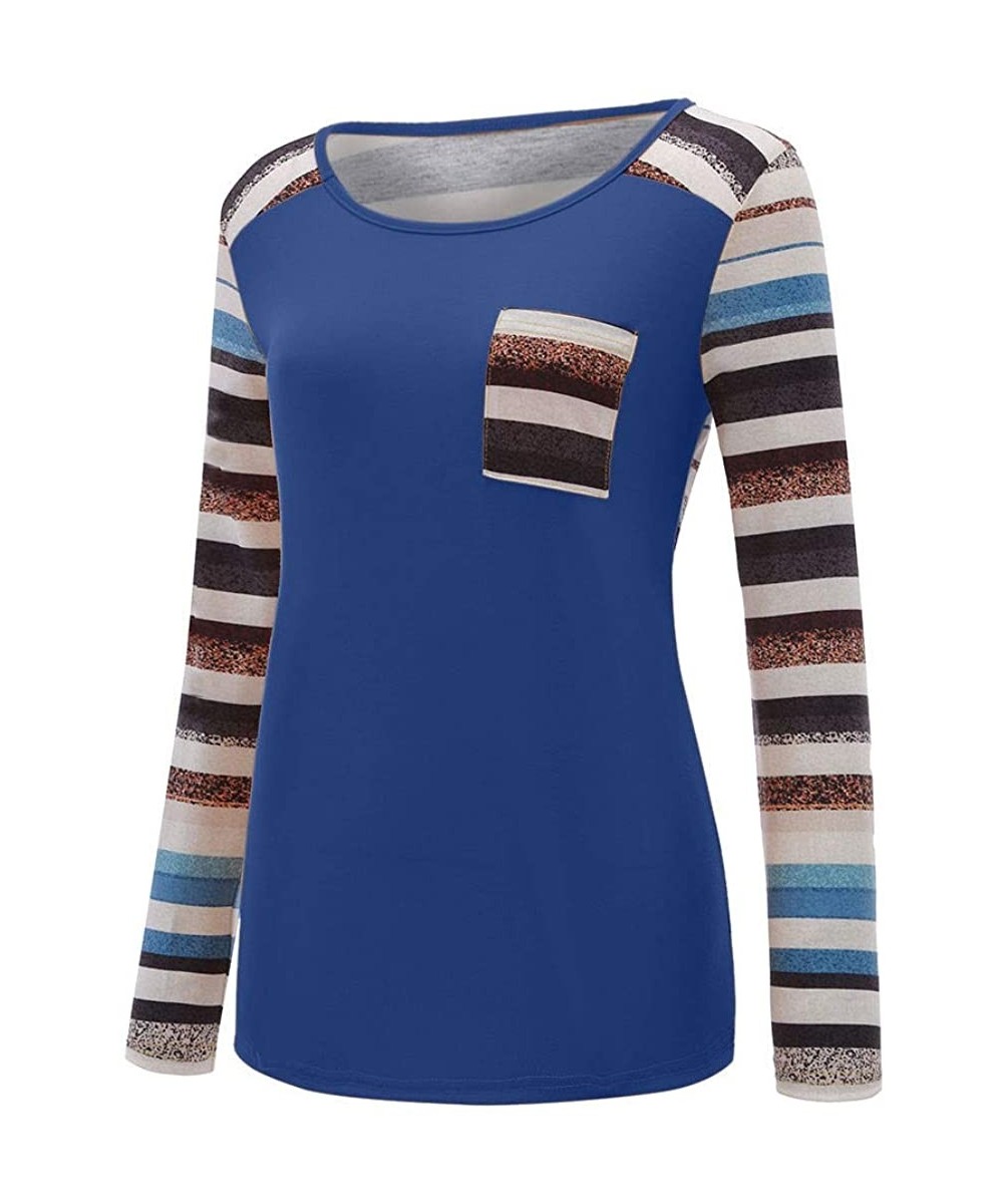 Thermal Underwear Women's Casual Cute Shirts Leopard Print Tops Soft Blouse T-Shirt Striped top Camouflage - Blue - C21959W9WAO