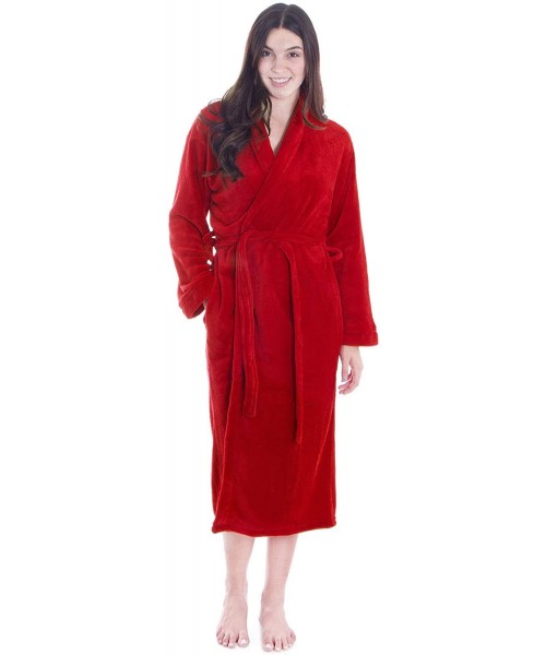Robes Women's Luxuriously Cozy Plush Bath Robe - Red_1 - CW18RS930HI