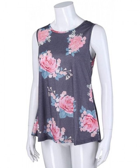 Accessories Women Summer Printed Sleeveless Vest Blouse Tank Tops Camis Clothes - Gray-b - C218SZXDU79