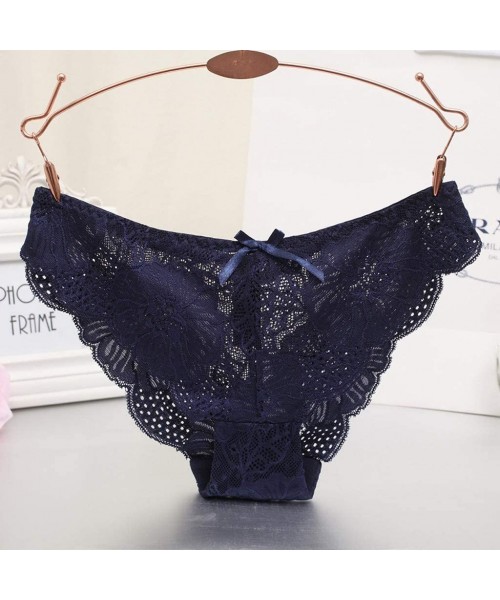 Robes Fashion Delicate Women Translucent Underwear Sheer Lace Tank Lace Sexy Underpant - Blue - CL194L7SZIR