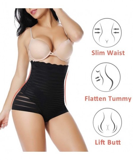 Shapewear Women's Bodysuit Shaper Tummy Control Seamless Shapewear Briefs High Waist - Black - Stripes Fascination - CI18U945ZQL