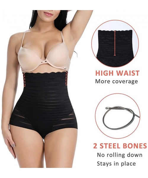 Shapewear Women's Bodysuit Shaper Tummy Control Seamless Shapewear Briefs High Waist - Black - Stripes Fascination - CI18U945ZQL