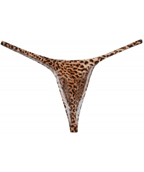 G-Strings & Thongs Men Leopard Micro Thongs Male Soft Strings Sexy Underwear Bulge Pouch Tanga Sissy Lingerie for - Gold Leop...