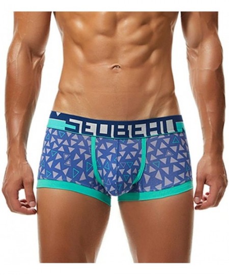 Boxer Briefs Men Sexy Printing Hot Boxer Short Pants Briefs Swimwear Letter Belt Trunks Boxer Briefs G-Strings Thongs - Blue-...
