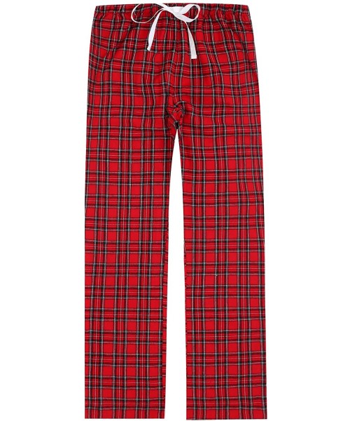 Bottoms Twin Boat Plaid Pajama Pants Women - 100% Cotton Lightweight Flannel Pajama Pants - Plaid Red-black - CU1857SE555