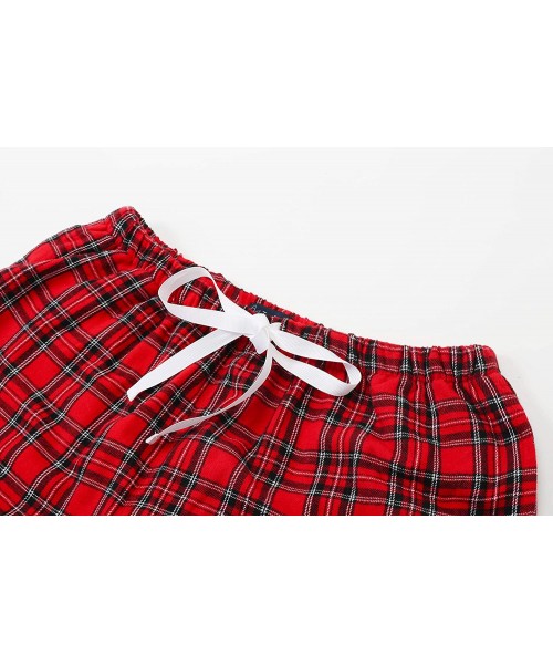 Bottoms Twin Boat Plaid Pajama Pants Women - 100% Cotton Lightweight Flannel Pajama Pants - Plaid Red-black - CU1857SE555