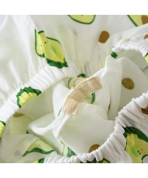 Sets Ladies Pajamas Set 100% Gauze Cotton Avocado Printed 2Pcs Turn Down Neck Shirt+Pants Comfort Fresh and Nature 555 - C519...