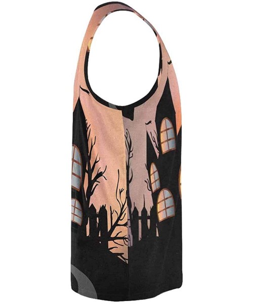 Undershirts Tank Tops Workout Gym Sleeveless Training Fitness for Men Happy Halloween Castle S - C819CQ3WXOT