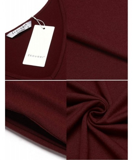 Nightgowns & Sleepshirts Women's Sleepwear Casual V Neck Nightshirts Short Sleeve Long Nightgown Pockets Loungewear - Wine Re...