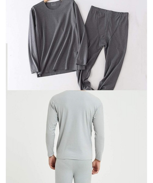 Thermal Underwear Men's Long Sleeve Top and Long Trousers Thermal Sets - Light Gary - C8196U4QNCU