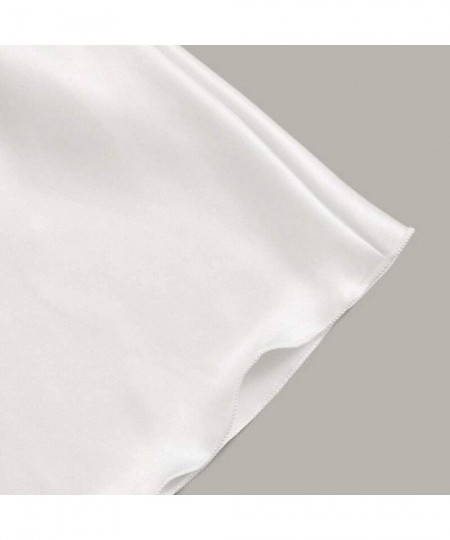 Sets Women Sexy-Lingerie Sleepwear Satin Silk Shorts Babydoll V-Neck Cami Top Nightwear Pajamas Set - White - CR19COUGYS2